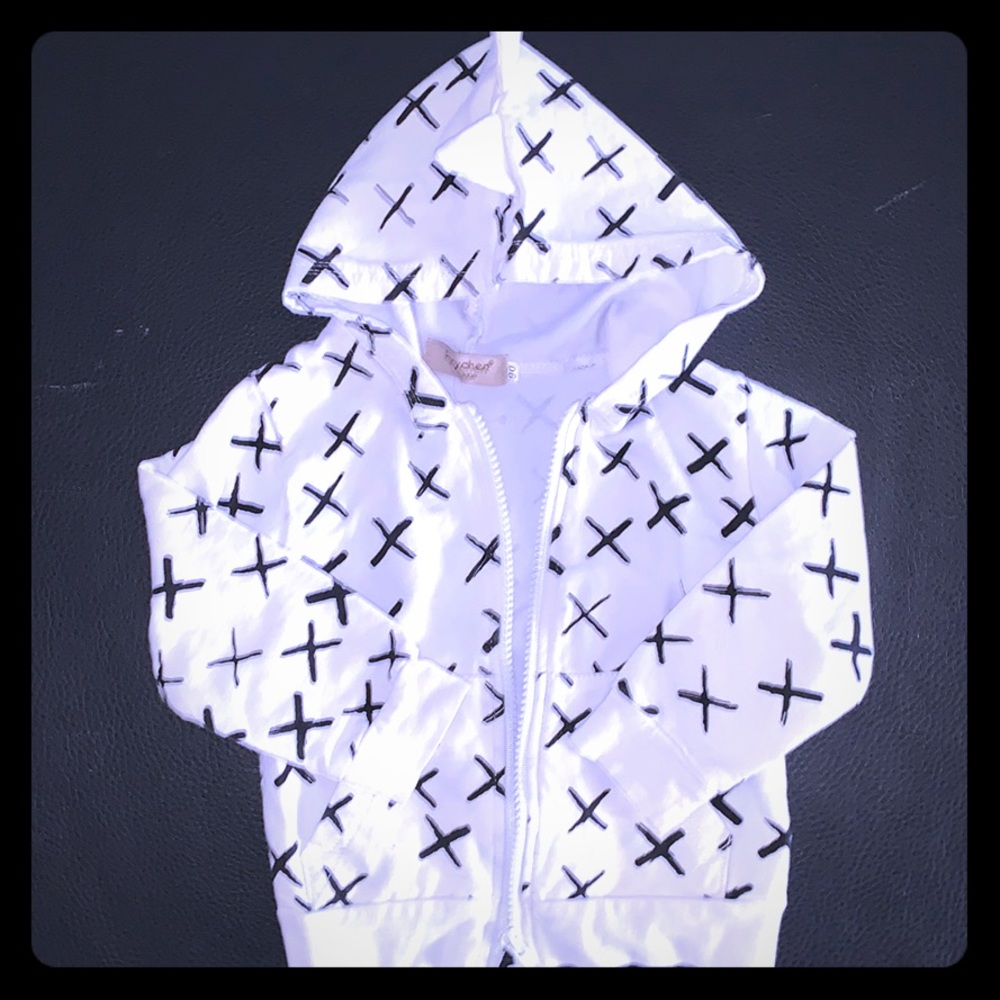 Baby modern white Dino hood sweatshirt 12 months